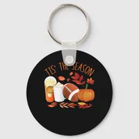 Tis The Season Football Pumpkin Thanksgiving Athle Keychain