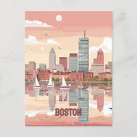 Picturesque View of Boston Skyline Postcard