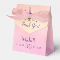 Birthday pink purple flowers name elegant favor boxes