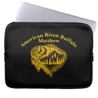 Buffalo Silhouette With Mountains Design Laptop Sleeve