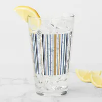 Blue Gold and White Beach Color Stripes Glass