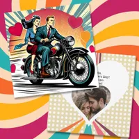 Cute Retro Couple on Motorcycle Valentine's Day   Card