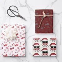 ho ho ho funny santa "i wear it for the ho's" mask wrapping paper sheets