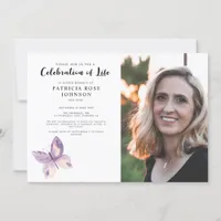 Butterfly Funeral Celebration of Life Photo Invita Invitation