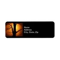 Autumn Moon Shining Through the Tree Fish Eye View Label