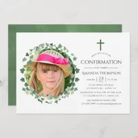 Watercolor Forest Greenery Baptism or Christening Invitation