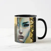 Ethereal Mystical Fantasy Art Black and Gold Mug