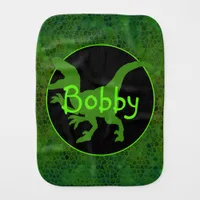 Personalized Green Dinosaur Hide  Baby Burp Cloth