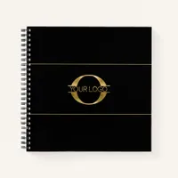 Logo and Social Media Icons Gold Foil/Bk Sq  ID810 Notebook