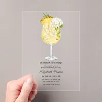 Tropical Pineapple Cocktail Hamptons Bachelorette Acrylic Invitations