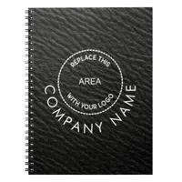 Company Name Logo Black Faux Leather Effect Notebook