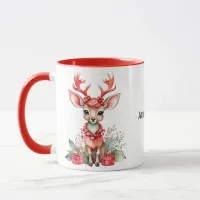 Christmas Deer with Red Scarf Mug