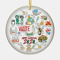 Funny Covid 19 2020 Christmas Memories Gold Ceramic Ornament