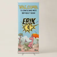 Cute Cartoon Dinosaur Birthday  Retractable Banner