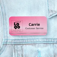 Your Logo Brushed Hot Pink Name Tag with Silver