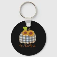 It’s Fall Y’all Pumpkin Plaid Design Halloween Fun Keychain