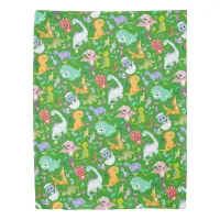 Cute Dinosaur Pattern on Green | Duvet Cover