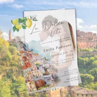 Watercolor La Dolce Vita Italian Bridal Shower  Vellum Invitations