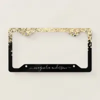 Black Gold Glitter Sparkle Monogram License Plate Frame