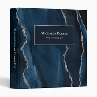 Navy Blue Silver Agate Business  3 Ring Binder