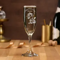 Rose love symbol - Personalized Valentine’s Champagne Flute