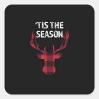 Tis The Season Funny Christmas Buck Deer Men Square Sticker