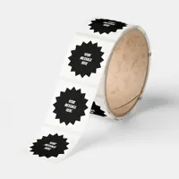 Your Message Simple Black Starburst  Classic Round Sticker