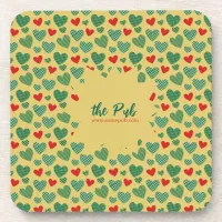 Pattern Filled Hearts Beverage Coaster