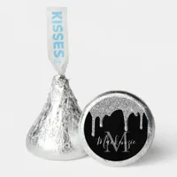 Silver Black Sparkle Dripping Glitter Monogram Hershey®'s Kisses®