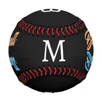 Team Name Number Monogrammed Modern Stylish Baseball