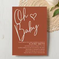 Oh Baby Cute Terracotta Gender Neutral Baby Shower Invitation