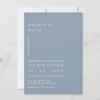 Simple Elegant Minimal Modern Dusty Blue Wedding   Invitation