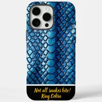 Glistening blue snakeskin in soft light iPhone 16 pro max case