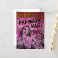 Mixed Media Collage Help Wanted Male Postcard