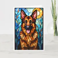 Stained Glass Style German Shepherd Dog Card