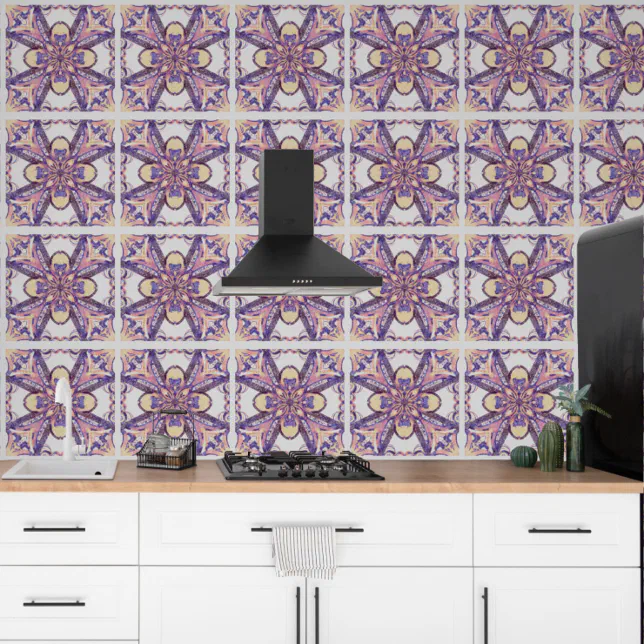 Cross geometric pattern - ceramic tile imitation wallpaper 