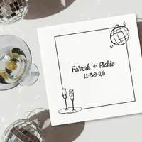 Whimsical Handwritten Disco Personalized Wedding  Napkins