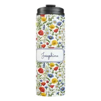 Wildflowers Patterned Colorful Floral Custom Name Thermal Tumbler