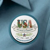 250 Years of Freedom Elegant Patriotic White Blue Button