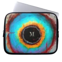 Ethereal Cosmic Eye Monogram Vibrant Abstract Art Laptop Sleeve