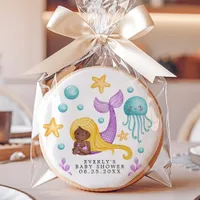 African Mermaid Ocean Baby Shower Sugar Cookie