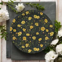 Elegant Yellow Buttercup Flower Pattern Party Paper Plates