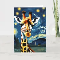 Giraffe in the Starry Night Card