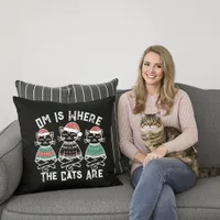 Om Is Where the Cats Are Festive Throw Pillow