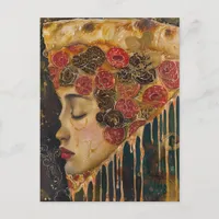 Pizza Face Klimt Abstract Postcard