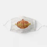 Hello Fall Glitter Pumpkin + Metallic Gold & White Adult Cloth Face Mask