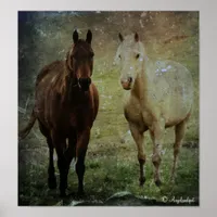 Horse Buddies Grunge Poster