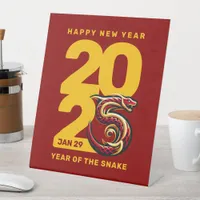 Red Gold Year of the Snake 2025 Pedestal Sign