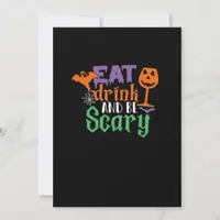 Eat Drink And Be Scary Halloween Classic Funny Tre Holiday Card