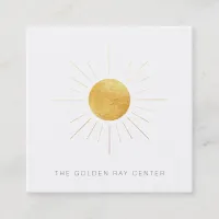 ~ Gold Foil Sun and Golden Rays Spiritual Center Square Business Card